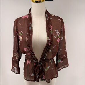 Y2K Bohemian Floral Sheer Blouse